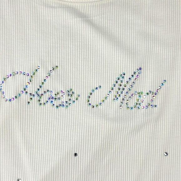 Virghoes Ivory Blingy Crop Tank Top Size Small - Picture 4 of 15